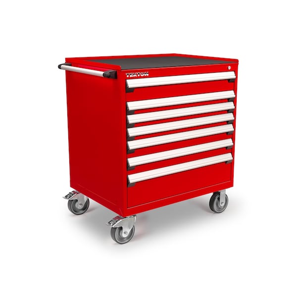 Tekton Rolling Tool Cabinet, 7 Drawer, Red, Steel, 36 in W x 27 in D x 41-1/2 in H - OCL33200STM