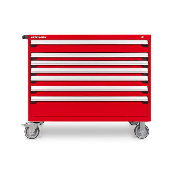 Tekton Rolling Tool Cabinet, 7 Drawer, Red, Steel, 48 in W x 27 in D x 41-1/2 in H - OCL43200LWT