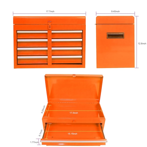 Edendirect Tool Chest, 5 Drawer, Orange, Metal, 22.95 in W x 47.25 in H - ED-W110265912