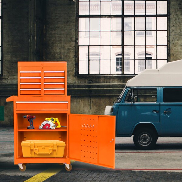 Edendirect Tool Chest, 5 Drawer, Orange, Metal, 22.95 in W x 47.25 in H - ED-W110265912