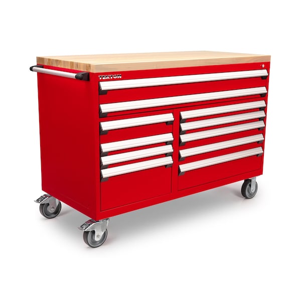 Tekton Rolling Tool Cabinet, 11 Drawer, Red, Steel, 60 in W x 27 in D x 41-1/2 in H - OCL63202LWT
