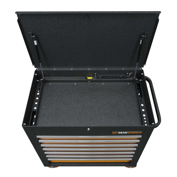 Gearwrench Tool Cart, 7 Drawer, Black/Orange, 35 in W - 83246