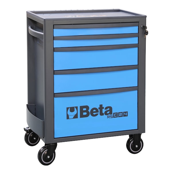 Beta Tool Cabinet, 5 Drawer, Blue, Sheet Metal, 29 in W x 17-1/2 in D x 38 in H - 024004656