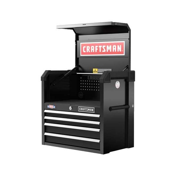 Craftsman S2000 Tool Chest W/ Light & Divider, 4 Drawer, Black, 26 in W x 16 in D x 24-1/2 in H - CMST32642BK