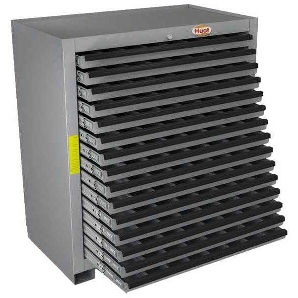 Huot Super Cabinet Combination Tool Chest/Cabinet, 15 Drawer, Gray, Steel, 34 in W x 19 in D x 38 in H - 13525