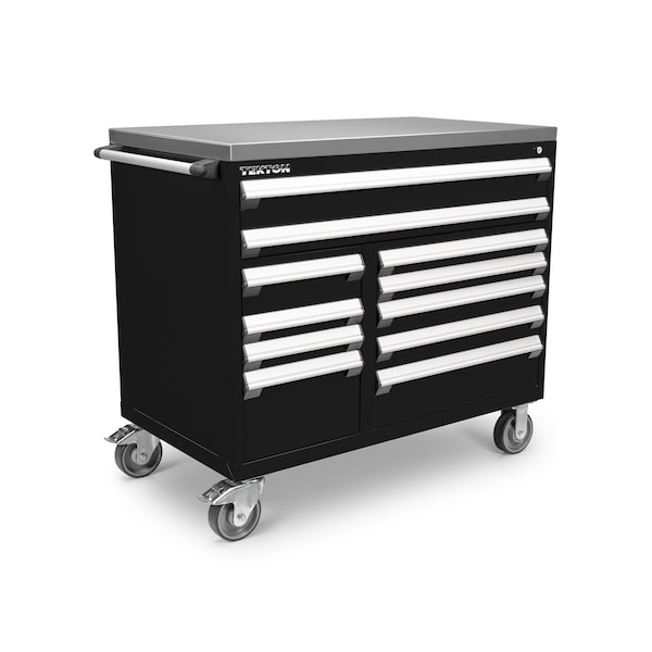Tekton Rolling Tool Cabinet, 11 Drawer, Black, Steel, 48 in W x 27 in D x 41-1/2 in H - OCL43102SST