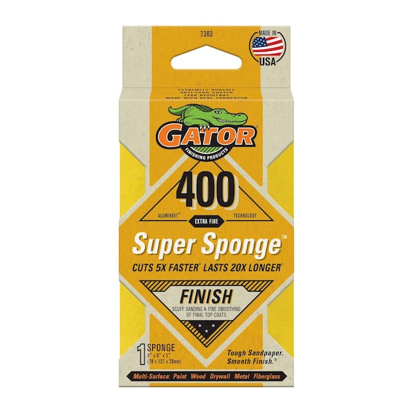Esponja de lija súper AlumiNext de Gator Finishing, 400 grano extra fino - 7363