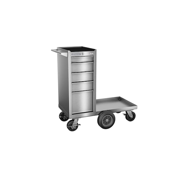 Champion Tool Storage FMPro SST Tool Cabinet, Maintenance Cart, 5 Drawer, Silver, Stainless Steel, 15 in W x 20 in D - FMPS1505LMC