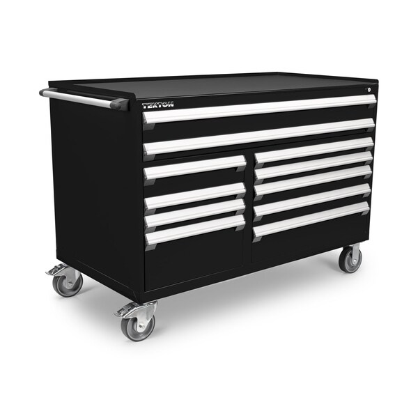 Tekton Rolling Tool Cabinet, 11 Drawer, Black, Steel, 60 in W x 32 in D x 41-1/2 in H - OCL64100STM