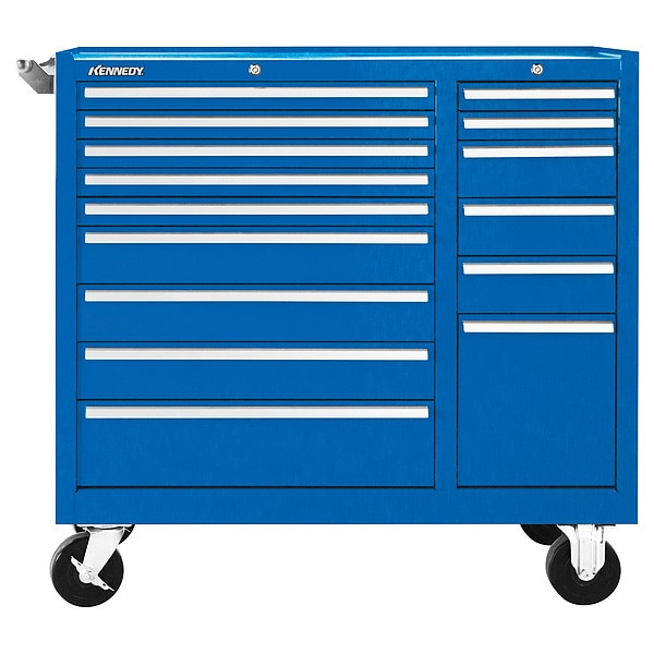 Kennedy Rolling Tool Cabinet, 15 Drawer, Blue, 39 in W - 315XBL