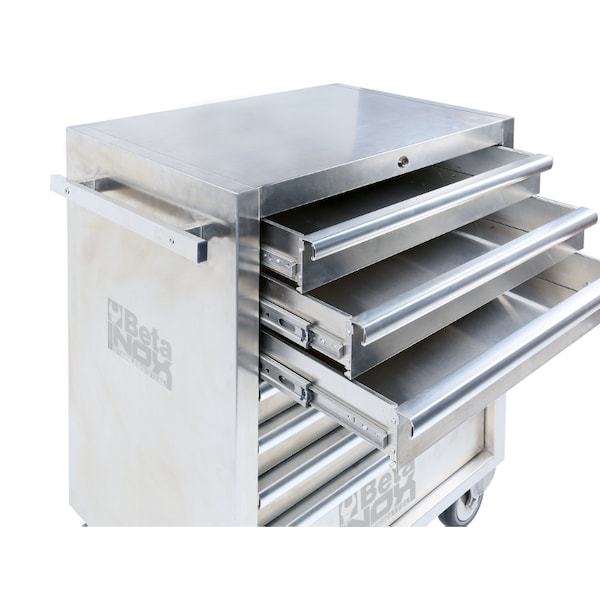 Beta C04TSS/7 Stainless Steel Mobile Roller Cabinet with 7 Drawers - 024003077