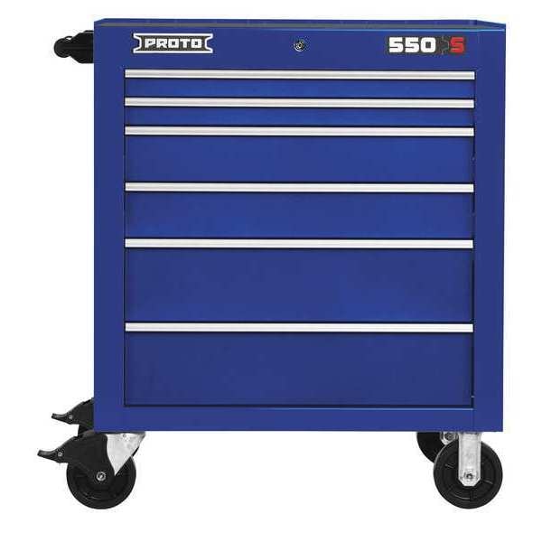 Proto 550S Series Rolling Tool Cabinet, 6 Drawer, Blue, Steel, 34 in W x 25-1/4 in D x 41 in H - J553441-6BL