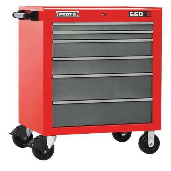 Proto 550S Series Rolling Tool Cabinet, 6 Drawer, Blue, Steel, 34 in W x 25-1/4 in D x 41 in H - J553441-6BL