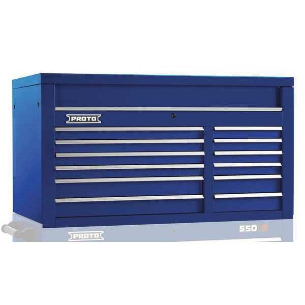 Proto 550S Series Top Chest, 12 Drawer, Blue, Steel, 50 in W x 25-1/4 in D x 27 in H - J555027-12BL
