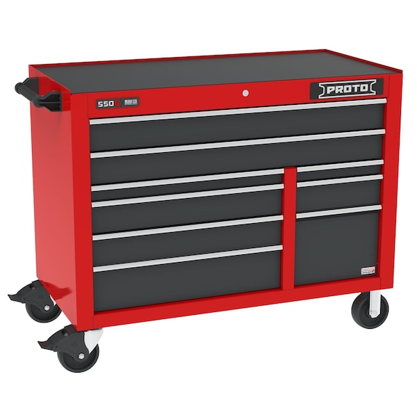 Proto 550 Series Tool Cabinet, 9 Drawer, Red/Gray, 50 in W x 25-1/4 in D x 41 in H - J555041B-9SGPD