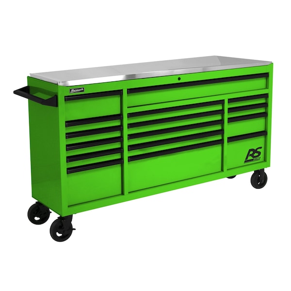 Homak RS Pro 72IN 16drawer bottom with SS Top-Lime Gree - LG04072164