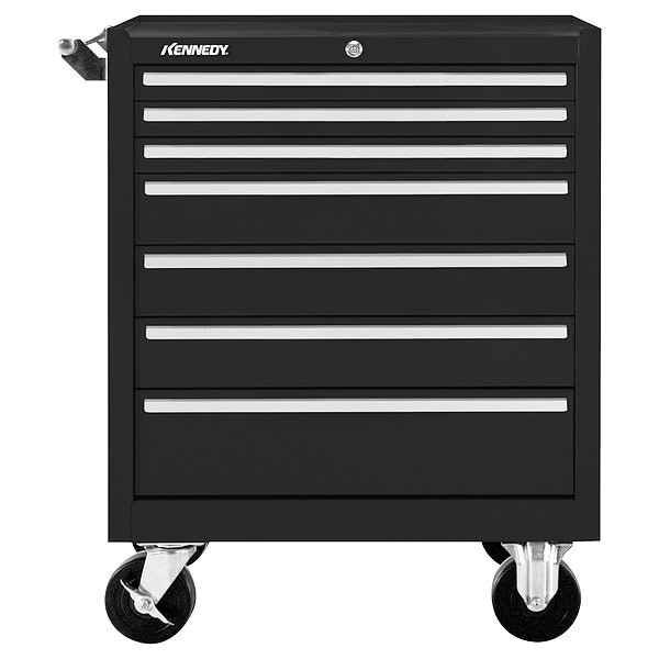 Kennedy Rolling Tool Cabinet, 7 Drawer, Black, 27 in W - 277XBK