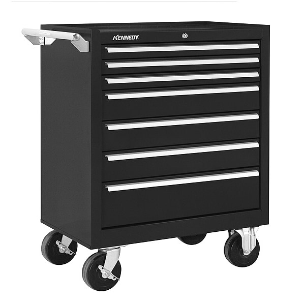 Kennedy Rolling Tool Cabinet, 7 Drawer, Black, 29 in W - 297XBK