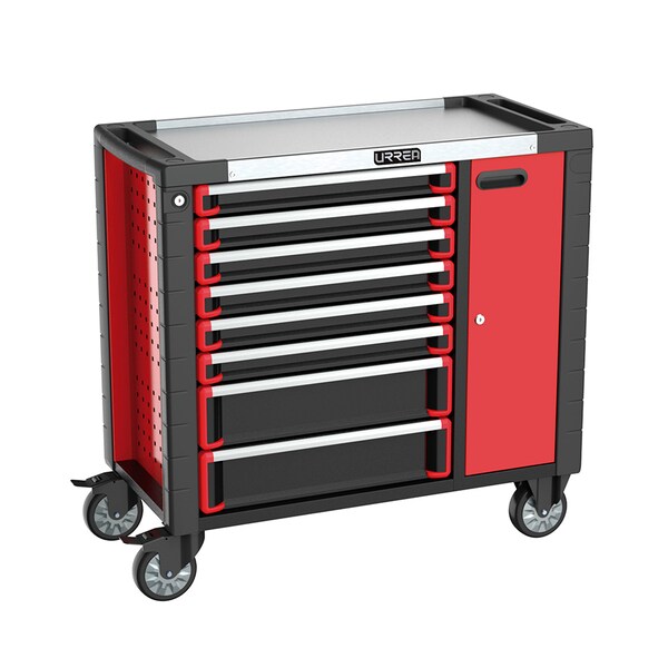 Urrea HD-Series Roller Cabinet, 8 Drawer, Red, Steel, 35 in W x 36 in D x 18 in H - HD38M8