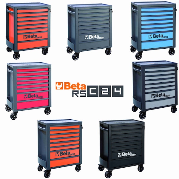Beta Tool Cabinet, 8 Drawer, Gray, Sheet Metal, 29 in W x 17-1/2 in D x 38 in H - 024004687