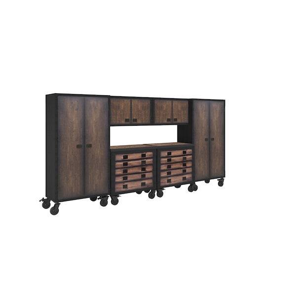 Duramax Garage Storage Combo Set, Brown/Gray, Steel, Wood, 144 in W x 20 in D - 6P2TC2WC2FC