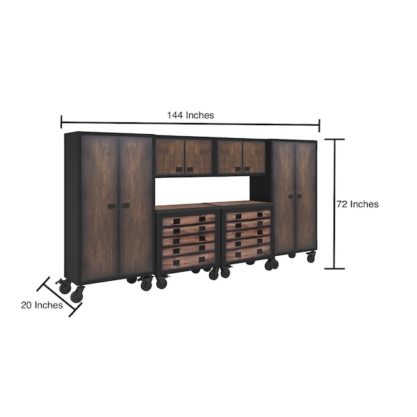 Duramax Garage Storage Combo Set, Brown/Gray, Steel, Wood, 144 in W x 20 in D - 6P2TC2WC2FC