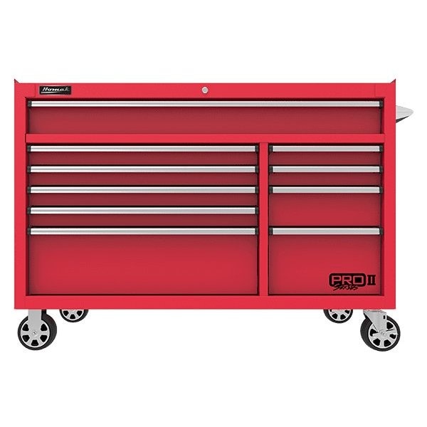 Homak 54in Pro 2 10-Drawer Roller Cabinet - Red - RD04054210