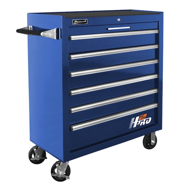 Homak 36in H2Pro Series 6 Drawer Roller Cabinet - Blue - BL04036061
