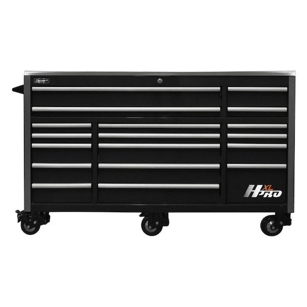 Homak HXL 72in Roller Cabinet with SS Top - Black - HX04072171