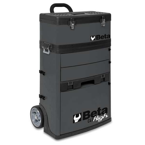 Beta C41H Tool Cart, 3 Drawer, Gray, Sheet Metal, 21 in W x 13 in D x 36 in H - C41H-G