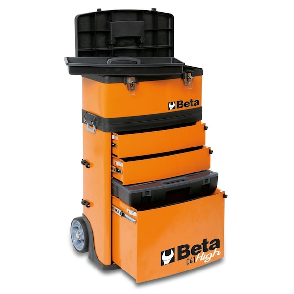 Beta C41H Tool Cart, 3 Drawer, Gray, Sheet Metal, 21 in W x 13 in D x 36 in H - C41H-G