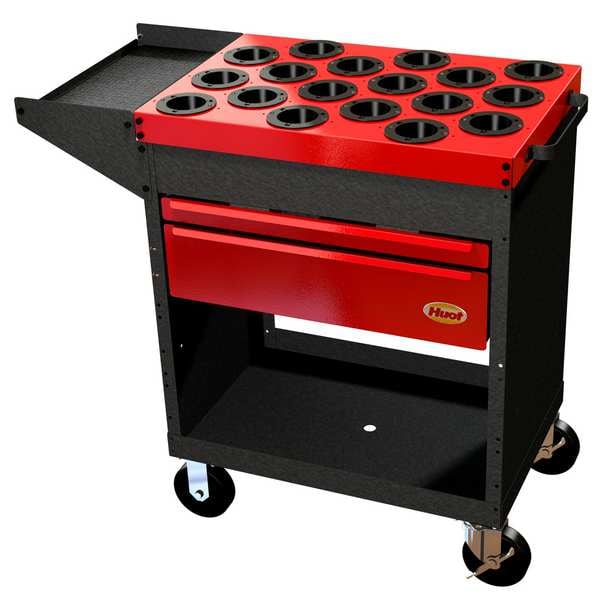 Huot ToolScoot Tool Cart, Black/Red, Steel, 18 in D x 35 in H - 13655
