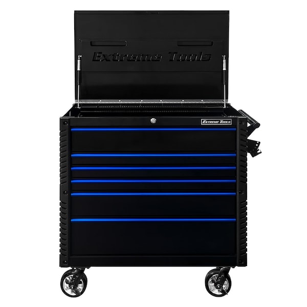 Extreme Tools Tool Cart, 6 Drawer, Black/Blue, 41 in W - EX4106TCBKBL