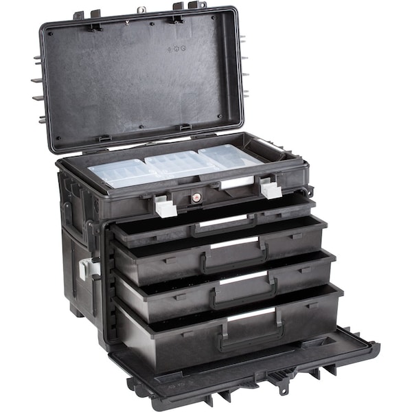 Gray Tools Tool Storage, 4 Drawer, Black, Polymer, 15 in W x 23 in H - 941004