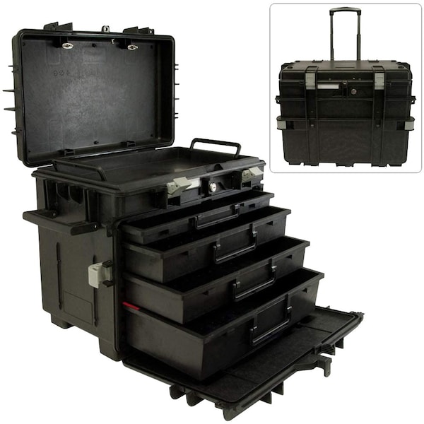 Gray Tools Tool Storage, 4 Drawer, Black, Polymer, 15 in W x 23 in H - 941004
