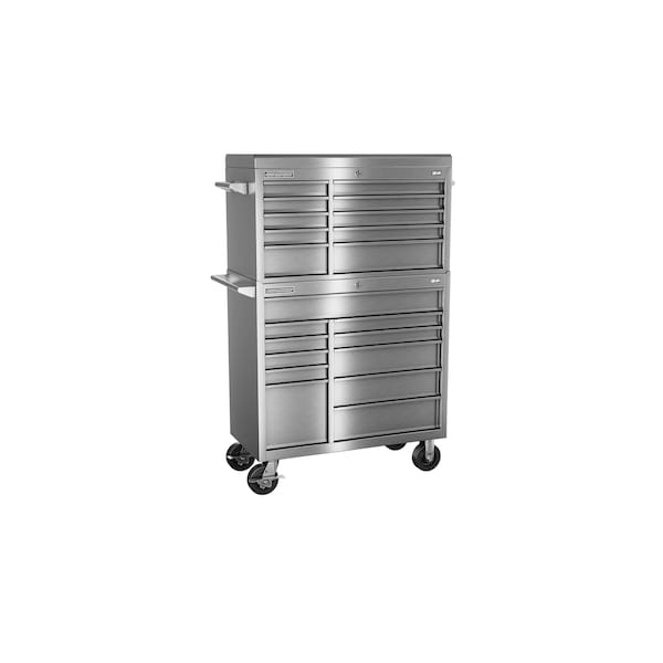 Champion Tool Storage FMPro SST Top Chest/Cabinet, 21 Drawer, Silver, Stainless Steel, 41 in W x 20 in D - FMPS4121RC