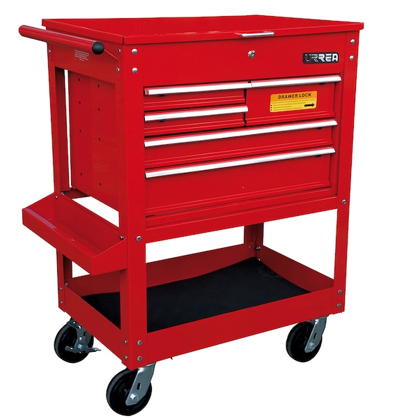 Urrea Tool Utility Cart, 5 Drawer, Red, Steel, 30 in W - X30U5