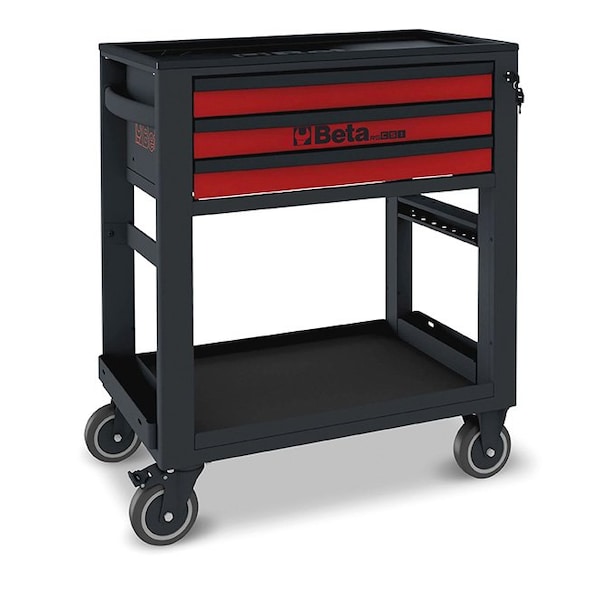 Beta Tool Cart, 3 Drawer, Red, Sheet Metal, 30 in W x 18 in D x 35 in H - 051000603