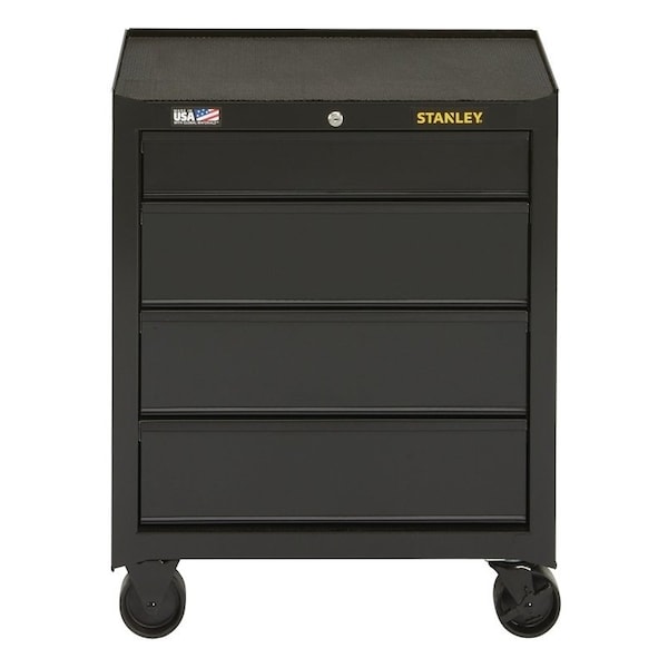 Stanley Rolling Tool Cabinet, 8030 cuin, 2612 in OAW, 32 in OAH, 18 in OAD, Steel, Black, 4Drawer - STST22742BK