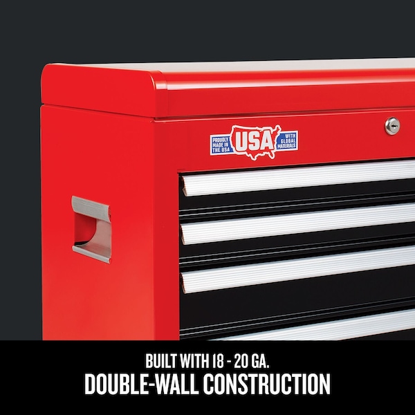 Craftsman 2000 Series Tool Chest, 5 Drawer, Black/Red, Metal, 26 in W x 12 in D x 19-3/4 in H - CMST98214RB