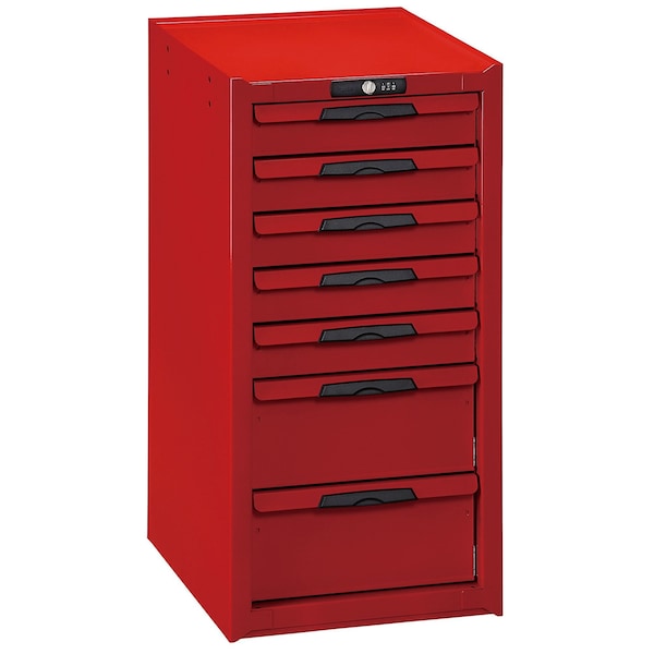 Teng Tools Side Cabinet, 7 Drawer, Red, Steel, 15 in W x 18 in D x 31 in H - TCW-CAB01