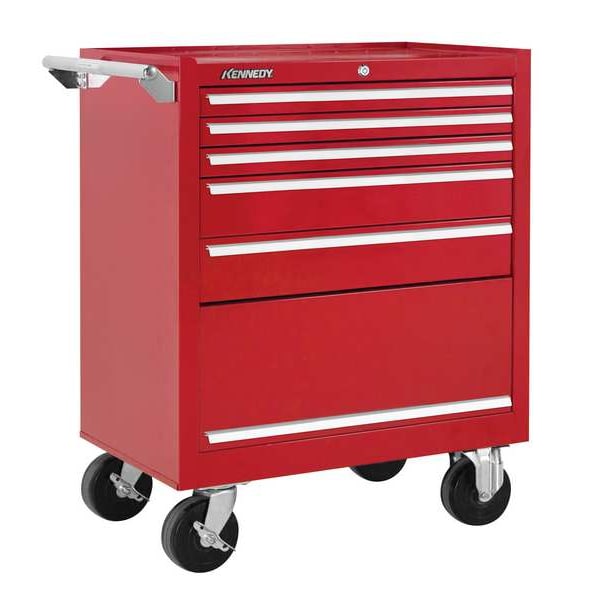 Kennedy Rolling Tool Cabinet, 5 Drawer, Red, 27 in W x 18 in D x 35 in H - 275XR