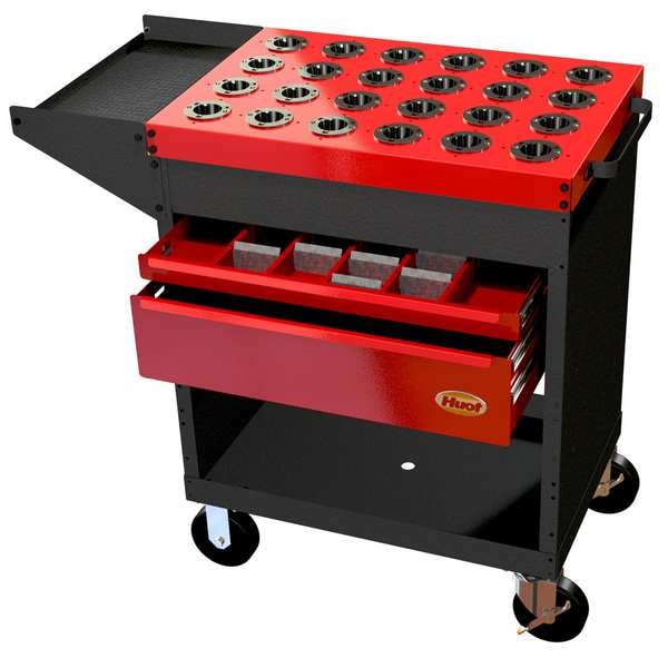 Huot ToolScoot Tool Cart, 2 Drawer, Black/Red, Steel, 18 in D x 35-1/4 in H - 13640