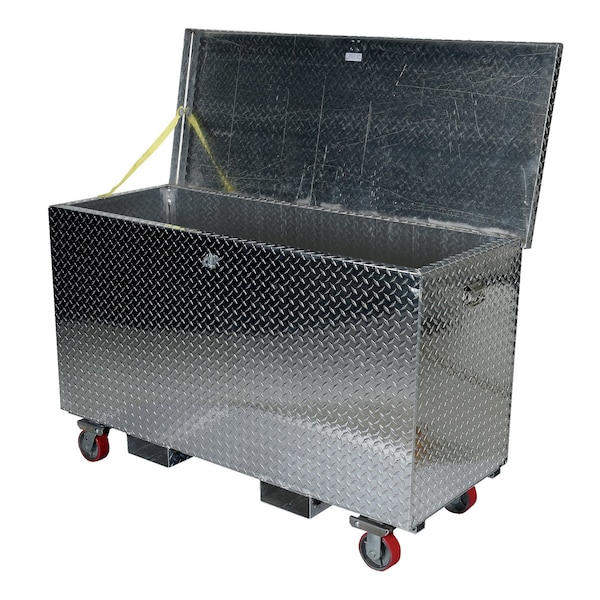 Vestil Tool Box, Casters/Forks, Silver, Aluminum, 60 in W x 30 in D - APTS-3060-CF