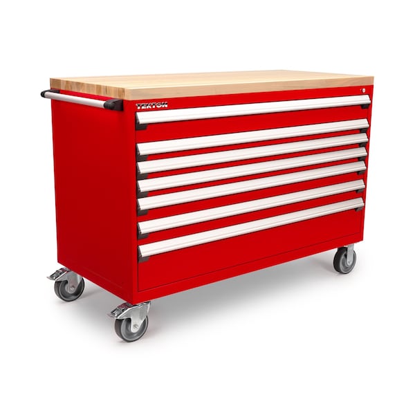 Tekton Rolling Tool Cabinet, 7 Drawer, Red, Steel, 60 in W x 27 in D x 41-1/2 in H - OCL63200LWT