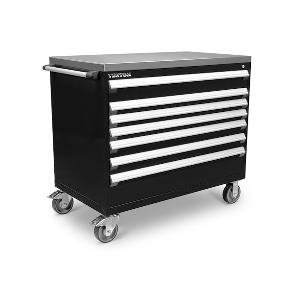 Tekton Rolling Tool Cabinet, 7 Drawer, Black, Steel, 48 in W x 27 in D x 41-1/2 in H - OCL43100SST