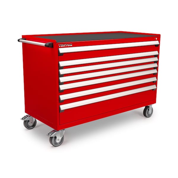 Tekton Rolling Tool Cabinet, 7 Drawer, Red, Steel, 60 in W x 27 in D x 41-1/2 in H - OCL63200STM