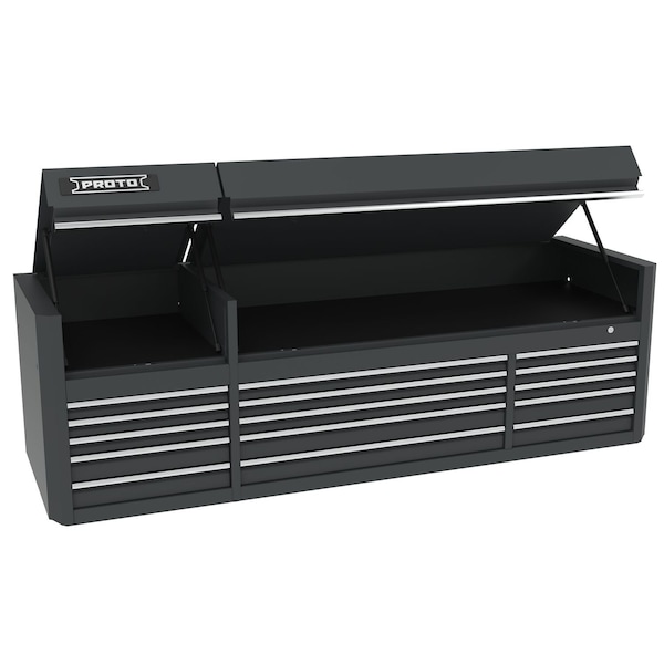 Proto 550 Series Top Chest, 15 Drawer, Dual Black, Steel, 88 in W x 27 in D x 27-1/4 in H - J558827B-15DB