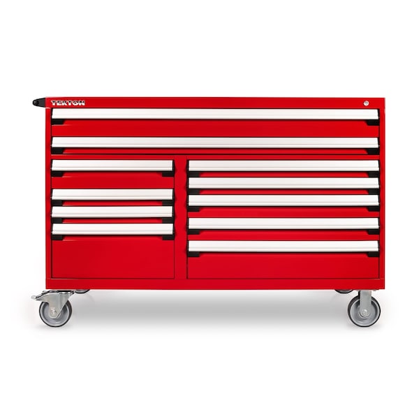 Tekton Rolling Tool Cabinet, 11 Drawer, Red, Steel, 60 in W x 35 in D x 41-1/2 in H - OCL64200STM