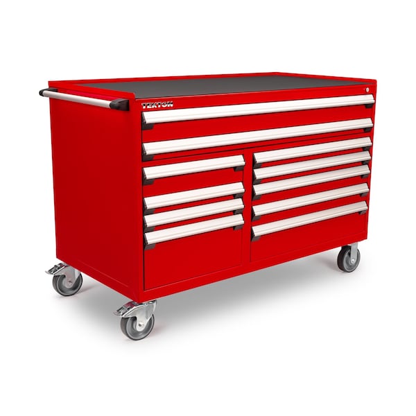 Tekton Rolling Tool Cabinet, 11 Drawer, Red, Steel, 60 in W x 35 in D x 41-1/2 in H - OCL64200STM